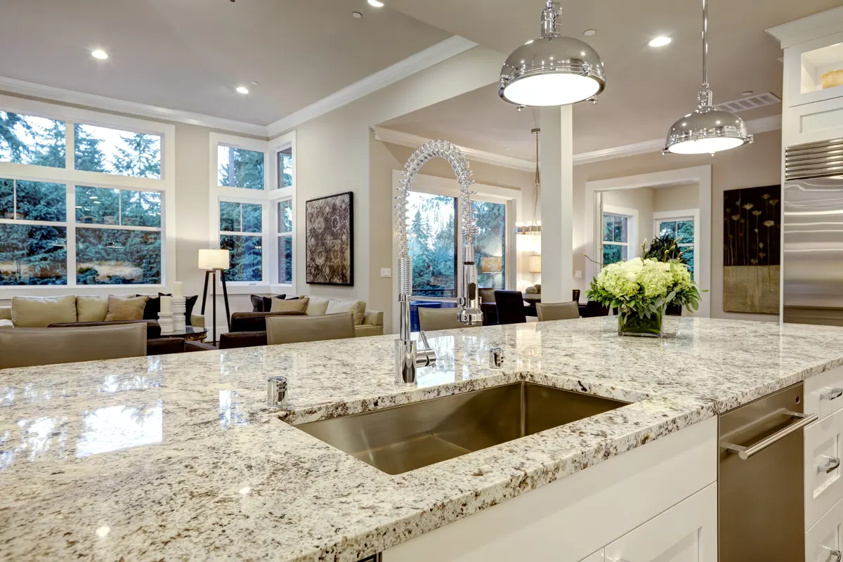 Polished granite countertop