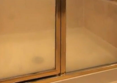 Cloudy shower glass